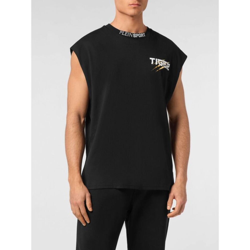 Plein Sport Men Plein Sport Jersey Tank Top With Contrasting Logo Print